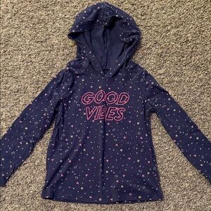 Navy Blue Girls’ Hoodie with Pink Accents